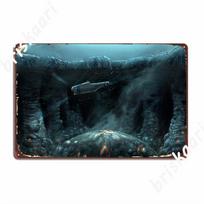 Subnautica Lava Caverns Concept Art Poster Metal Plaque Plaques Wall Pub Mural Customize Tin Sign Poster 20X30CM black