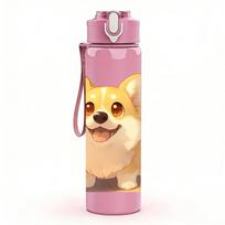 1PC Smiling Corgi Dog Close Up 750ml Color Plastic Sports Water Bottle Leakproof Flip Straw Lid Suitable for Sports Office Home Use Pack of 1