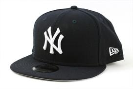 New Era MLB 9FIFTY Snapback Cap, New York Yankees American League Edition, Free Size, Navy Blue, Embroidered Wool Blend black