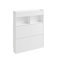 SoBuy Batų Spintelė FSR224-E-W Balta 98x19x120cm MDF 4 Durys 2 Stalčiai