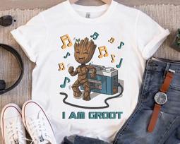 Marvel I am Groot Guardians Tee, Retro Cute Groot Unisex Adult Kid Tee 250904 4XL gray