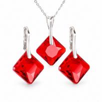 Sidabrinis papuošalų rinkinys moterims „Shimmer (Light Siam)“ su Swarovski® kristalais