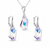 Sidabrinis papuošalų rinkinys moterims „Hyperborea (Aurora Borealis)“ su Swarovski® kristalais
