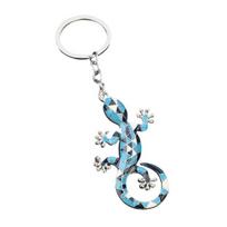 Keychain Pendant Geometric Pattern Imitation Gecko Design Zinc Alloy Key Chain Electroplated Design Key Holder Backpack Car žalia