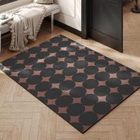 VIKAMA American Vintage Into the Portal Floor Mat Antique Style Circle Velvet Door Mat Into the Door Doorway Foot Mat Home Decor 50x80cm gray