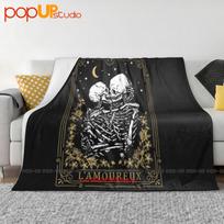 The Lovers Vintag Tarot Card,Occult,Supernatural Valentine Ultra-Soft Blanket Quilt Winter Sofa Cover Bed Covers Size: 75*100cm, Weight: 230 GSM gray