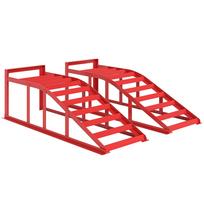 Set of 2 car access ramps, steel car lifting ramp, non-slip, 83.5 x 30.5 x 27 cm, red 83.5 x 30.5 x 27 cm
