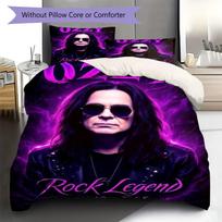 Ozzy Rock Legend 1948-2025 Portrait Print 3 Pieces Duvet Cover Set Rock Music Star Bedding Bedroom Home Decor Bedding Without Pillow Core Comforter 135x200cm purple