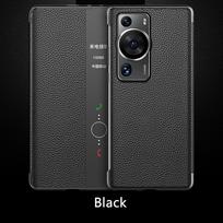 Genuine Leather Flip Cover for Huawei P60 Pro P60Pro Case Original Mirror Smart Touch View Wake Sleep Up Protection Capa Fundas Huawei P60 juoda