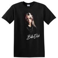 Billie Eilish Portrait T Shirt Pop Music Fan Art Black Hoodie Style Tee M black