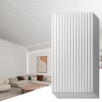 3D PVC Sieninės plokštės Komplektas 12 Vnt. Tvirtos Dekoratyvinės Baltos 50x50 cm