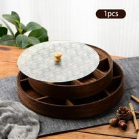 Padalinta serviravimo lėkštė Maisto organizatorius Kavos staliuko užkandžių padėklas su skyriais ir dangteliu saldainiams 30cmx30cmx4cm white