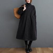 Korean version loose velvet thickened corduroy long-sleeved single-breasted trench coat women's clothing  winter new M juoda