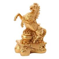 Arkliuko ornamentas Auksinė apdaila Universalus arkliuko statulėlė Jėgos sėkmės simbolis Zodiako dervos statula Namų dekoras beige