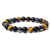 1 natūralaus juodo obsidiano hematito tigro akių karoliukų apyrankė vyrams Magnetinė sveikatos apsauga moterims sielos papuošalai 18.5cm black