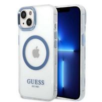 Etui do iPhone 14 Plus Guess Metal Outline MagSafe Niebieskie
