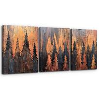 Abstraktus Auksinis Miškas Paveikslų Rinkinys 3 Dalių 40X58 Cm, 40x58 cm