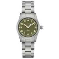 HAMILTON Khaki Field Series Quartz Movement 50 Meters Waterproof Unisex Swiss Watch 33mm Green Dial Stainless Steel Strap h69301160 žalia