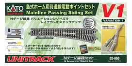 KATO N Gauge Island Platform Passing Track Electric Point Set V1 Railway Model Supplies 20-860