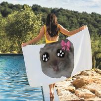 Sad Hamster Meme Cute Towel Quick Drying Beach Towels Are Suitable For Swimming Pools Camping Yoga And The Gym 70cm×140cm black
