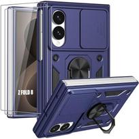 Case + 2 Tempered Glasses for Samsung Galaxy Z Fold 8, Shockproof with Stand Camera Protection Blue