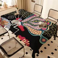 Y-YayoiS K-KusamaS Waterproof Rectangle Tablecloth Fiesta Home Decor Dining Room Decor Reusable Table Cover Party Supplies 54*72inch(137cm*183cm） white