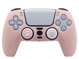 PS5 Silicone Case for P5 Game Controller Protective Cover Anti-Slip Shockproof Skin with Sticker and Thumb Grip Caps, Washable Cyberpunk