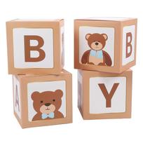 4pcs 11.81in Bear Themed Balloons Boxes Party Supplies for Gender Reveal Party Decorations Letters Box Birthday brown