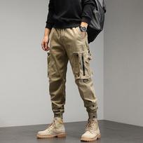 Cargo Pants Vyriškos tendencijos vyriškos „Harun“ mažos pėdos kelnės, laisvos, surištos pėdos kelių kišenių kelnės 28