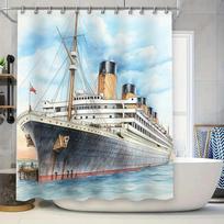 Vintage Titanic Shower Curtain 3D Printed Waterproof Fabric Nautical Bathroom Decor Wall Hanging Custom Size Available For Purch W60H190(CM)-1 Pcs gray