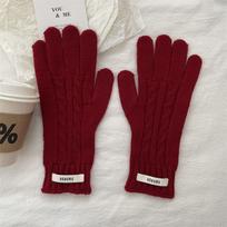 Windproof Lady Finger Gloves Warm Solid Color Gloves Kawaii Korean Knitted Gloves  Autumn style 1