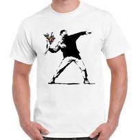 Banksy Gėlių Metikas Hipsteris Vyrams Moterims Šauni Dovana Retro Unisex Marškinėliai 2474 L white