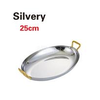 Spanish Seafood lobster plates Western food commercial plate French double ear oval fish steak plate Stainless steel Food plates white