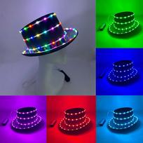 Neon Luminous Hiphop Hat Supplies Light up Glowing Vest Fashion Luminous LED Pants Colorful Fluorescent DJ Night Show Costume No Power Bank blue