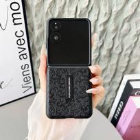Dėklas Xiaomi Mix Flip 2, su gėlių rašto reljefu, PU veganiška oda, su stoveliu, telefono dėklas Mi Mix Flip2 korpusui, atsparus smūgiams buferis Xiaomi mix flip 2 juoda