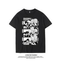 Dragon Ball Animation Derivatives Goku Vegeta Buu Frieza Printed Short Sleeve T-shirt Men's And Women's Fashion Loose Cotton Top 4XL gray