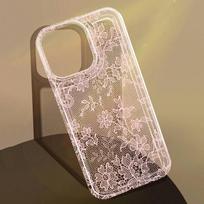 For Samsung Galaxy A15 A35 A55 A14 A34 A54 A52 A53 S26 S25 S24 FE S23 S22 Plus Romantic Lace Pattern Soft Transparent Phone Case Galaxy S22 Ultra 5G beige