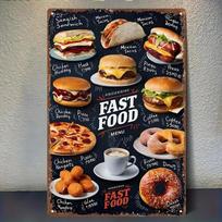Burger Hot Dog Pizza D Iron Sign HD Print Indoor Outdoor Kitchen Diner Country Wall Decor 20x30cm（7.8x11.8inch）