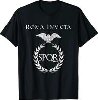 Roma Invicta. SPQR Rome Roman Empire Latin T Shirt New 100% Cotton Short Sleeve O-Neck T-shirt Casual Mens Top - Men's Summer... 3XL įvairiaspalvis