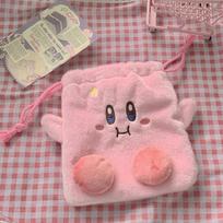 Mielos rožinės žvaigždutės Kirby laikymo krepšiai pliušinis žaislas kosmetinė nešiojamas raišteliu užveržiamas kišenė didelės talpos animacinis Kirby piniginė dovanos