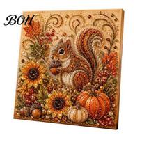 Relaxing Stress Relief Hobbies Autumn Faux Pearl Painting Kit, Fall Theme Art DIY Kit for Craft Sets Adults Adults, Fox Pumpkin 3D Set Thanksgiving A brown