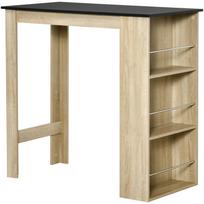 Baro stalas Aukštas virtuvės stalas Stovimas stalas Stalviršis - tamsus. 112I x 57P x 106A cm - 3 lentynos - Šviesaus ąžuolo efektas Juoda 112 x 57 x 106 cm