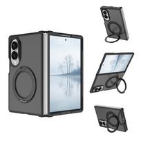 Samsung Z fold8 ultra mobile phone case magnetic suction rotating bracket anti-drop tpu + pc skin feeling protective case Z FOLD 7 gray
