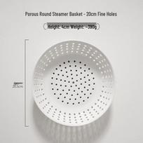 Food-Grade Ceramic Steamer Plate for Dumplings, Buns, Mantou, Seafood – Porous Round Rack/Basket 8-inch gray