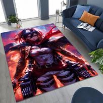 Anime Attack on Titan Eren Mikasa Animacinis kilimas miegamojo, svetainės, sofos, namų įėjimo durų kilimėlio dekoravimui, vaikų žaidimų neslystantis grindų kilimėlis, dovana 40x60cm( 15x23in ) brown