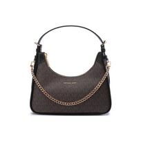 Michael Kors Mk Wilma Classic Monogram Print Zipper Closure Leather Shoulder Bag Women Shoulder Bag Black Brown 32R3G3WN6B-BROWN-BLK Basic Set (Bag+Dust Bag) gray