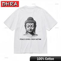 Womens AllSeason Comfy Classic TShirt Peaceful Buddha Head Print Tee for Streetwear Clothing Tops for Summer Style TShirt S white