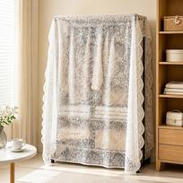 Paisley Lace Dust-Proof Cover White Decorative Rack Cover Clothes Rack Cover  Clothing Storage 145x100cm balta