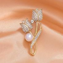 Fashion Zircon Tulip Brooch Pin For Backpack Collar Lapel Pin Party Jewelry Gift