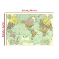 National Geographic - Pasaulio žemėlapis (1932 m),Plakatas Sieninis Gobelenas, Studijos, Geografinis, Turizmo/Švietimo Priemonė, Kambario Dekoras 90*60cm beige